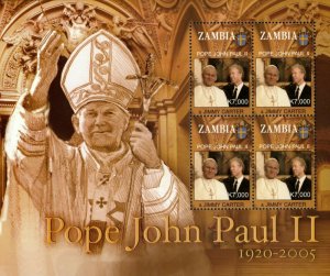 Zambia 2005 - Pope John Paul II In Memoriam - Sheet of 4 - Scott 1069 - MNH