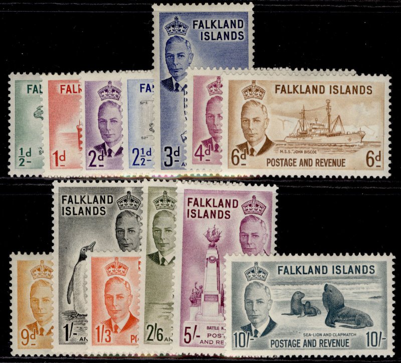 FALKLAND ISLANDS QEII SG172-185, 1952 complete set, LH MINT. Cat £180.