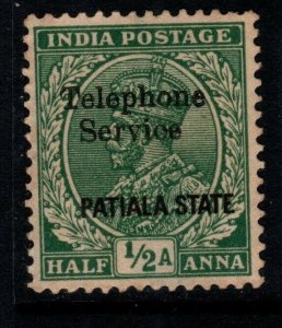 INDIA-PATIALA SGOT21 1935 ½a BLUE-GREEN USED