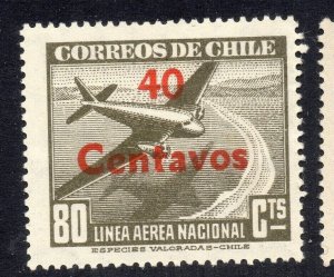 Chile 1920s-30s Airmail Issue Fine Mint Hinged Shade 40c. Surcharged NW-13774