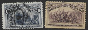 US #230-231 used. Columbian Exposition 1893.  Great Stamps.