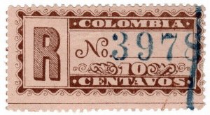 (I.B) Colombia Postal : Registered Letter 10c