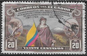 Ecuador 369: 20c Liberty Carrying the Flag of Ecuador, used, F-VF