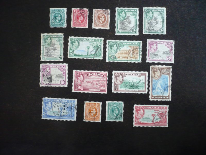 Stamps - Jamaica - Scott# 116-152 - Used Part Set of 17 Stamps