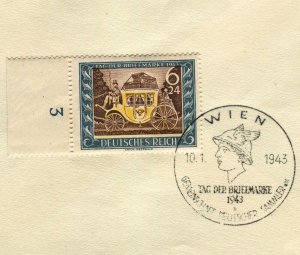 Austria German Occupation 1943 Stamp Day FDC #828 #B215 Special Postmark WWII