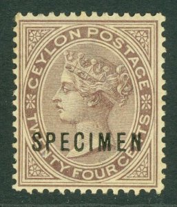 SG 152s Ceylon 1883-98. 24 cent, brown-purple. Overprinted specimen