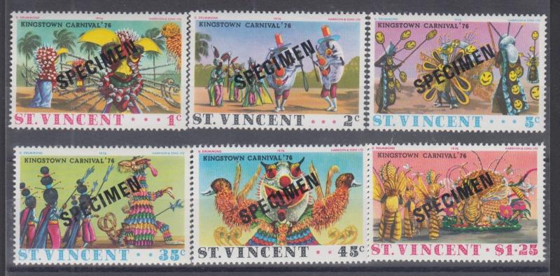 St. Vincent Sc 457 var-462 var MNH 1976 Carnival w/ Specimen Overprints