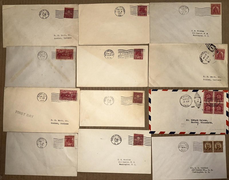 1927/1940 NICE FIRST DAY COVER COLLECTION SET O 45 FDCs LOTS OF 2c REDS POSTPAID