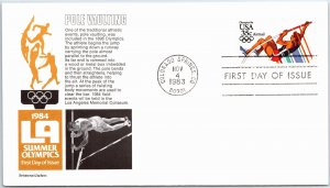 1984 LOS ANGELES SUMMER OLYMPICS POLE VAULTING ON ARISTOCRAT CACHET COVER FDC