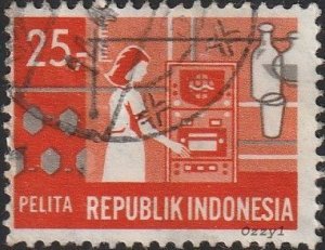 Indonesia #772 1969 25 Rp Orange Scientific Researcher USED-F-NH.