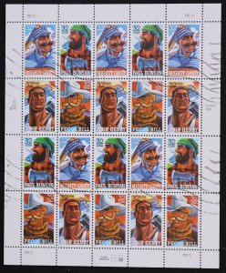 U.S. Used #3086 32c Folk Heroes. Sheet of 20. CDS Cancel. Choice!