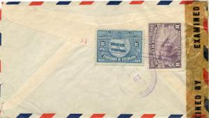 HONDURAS FEB 18, 1944  CENSORED COVER TO NEW YORK