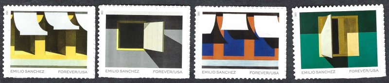 United States #5694-97 Forever (55¢) Emilio Sanchez (2021). Four singles. MNH