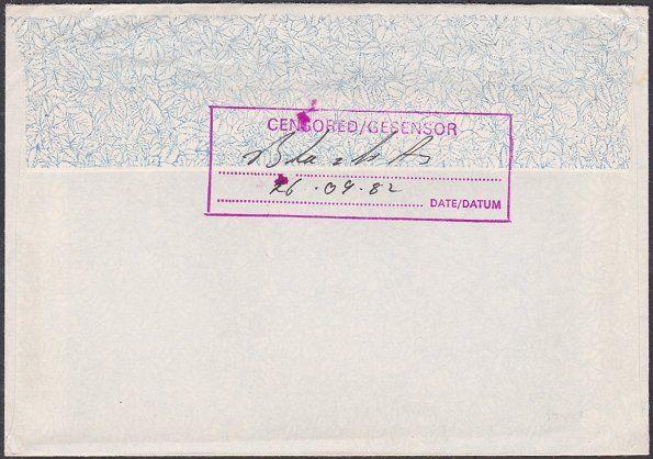 SOUTH AFRICA 1982 military censor cover......................................718