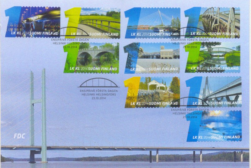 2014 FINLAND  - SG: 2235/44 - BRIDGES -  ON FIRST DAY COVER