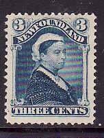 Newfoundland-Sc#49- id12-unused hinged og 3c blue QV-1896-