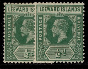 LEEWARD ISLANDS GV SG47 + 47a, ½d SHADE VARIETIES, M MINT. Cat £13.