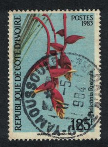 Ivory Coast 'Heliconia rostrata' Flower 125f RAR 1983 Canc SG#791d MI#D804