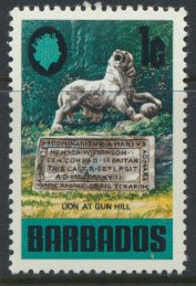 Barbados  SG 399a SC# 328 MH  Glazed  Paper Lion at  Gun Hill  1971 see scans