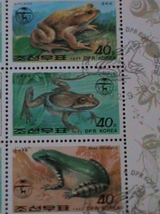 ​KOREA-1992 SC# 3139a FROGS & TOADS  SHEET-FANCY CANCEL-LAST ONE VERY FINE