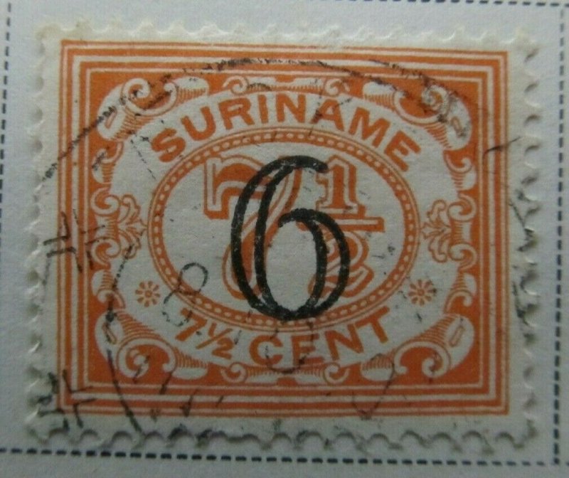 Surinam 1930 surch 6c on 7 1/2c Fine Used A13P9F945