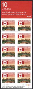 Canada #2011a 49¢ Flag over Edmonton (2003). Pane of 10 stamps. MNH