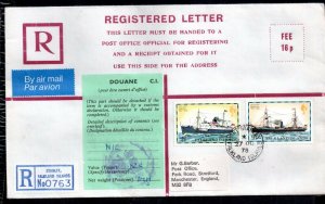 Falkland Islands 1978 Registered Airmail Cover & Customs Label WS18153