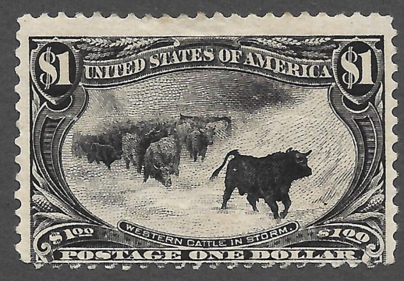 Doyle's_Stamps: MH 1898 $1 TransMississippi, Cattle in the Storm, Sct #292*