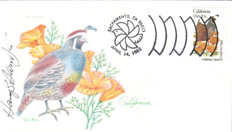 #1957 California Birds - Flowers Tudor House FDC