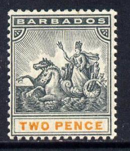 Barbados 1892-1903 Britannia Crown CA 2d slate-black &...