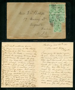 India 1919 COVER 7 LETTER from Cherbourg to Augusta Maine