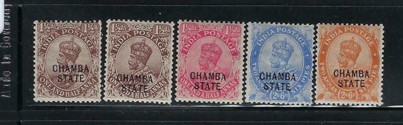 INDIA-CHAMBA- SCOTT #45-49 1922-27  OVERPRINTS MINT LIGHT HINGED