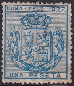 Cuba 1877 telégrafo Ed 38 telegraph MLH* light staining