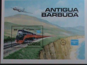 ANTIGUA-BARBUDA-1986 INTERNATIONAL STAMP SHOW AMERIPEX'86- TRAIN- MNH S/S VF