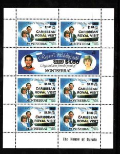 Montserrat-Sc#578,579- id5-unused NH sheet of 7-Royal Visit-Princess Diana-1985