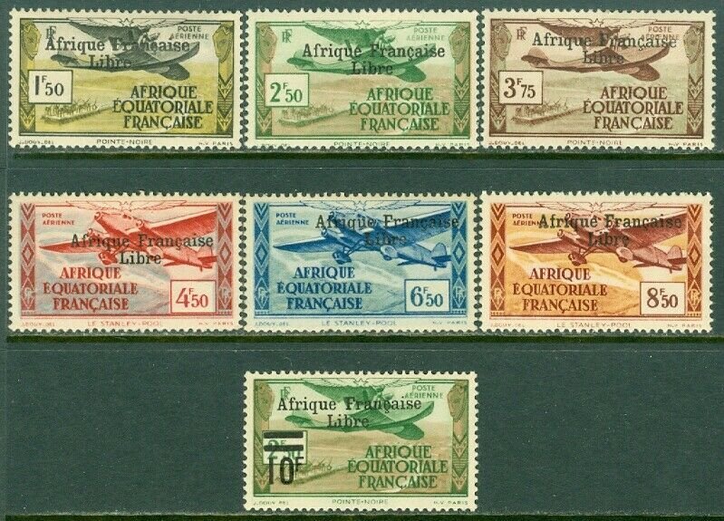 EDW1949SELL : FRENCH EQUATORIAL AFRICA 1940-41 Scott #C9-14, 16 VF MOG Cat $591.