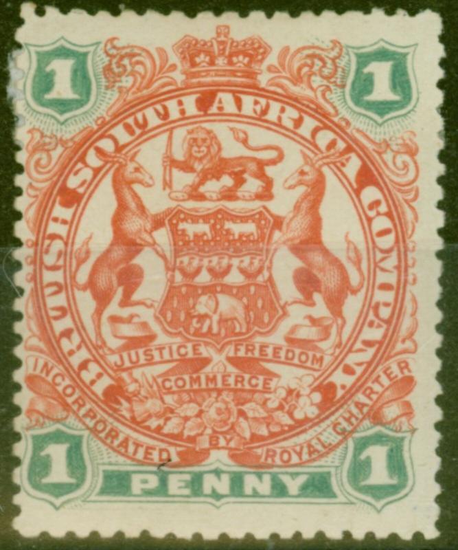 Rhodesia 1897 1d Scarlet & Emerald SG67 Fine Mtd Mint