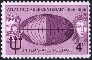 SC#1112 4¢ Atlantic Cable Centenary (1958) MNH