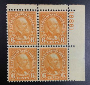 US STAMPS #638 PLATE BLOCK MINT OG NH LOT #99193