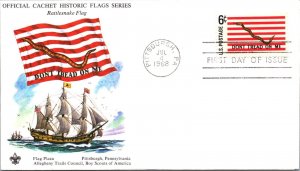 FDC 1968 SC #1354a Rattlesnake Flag - Pittsburgh PA - Single - F64082