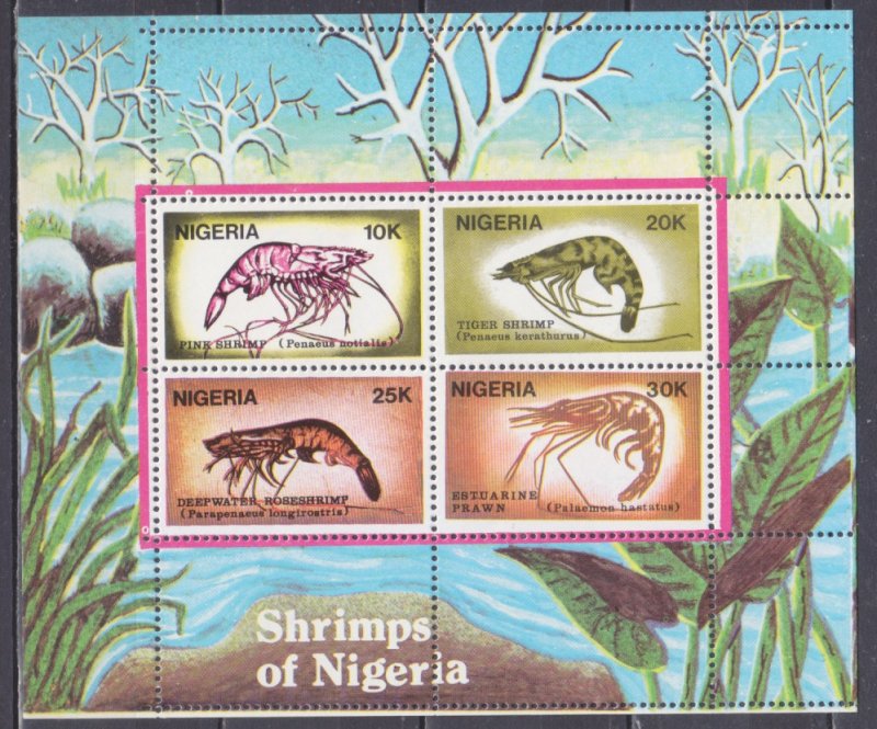 1988 Nigeria 520-523/B8CA error perforation / Sea fauna