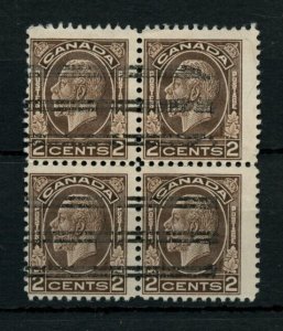 ?V-196  BAR  PRECANCEL 2c block of 4, Cat $5 used Canada