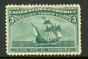 USA 1893 Columbian 3¢ Santa Maria Ship Welcoming Scott #232 Mint L744