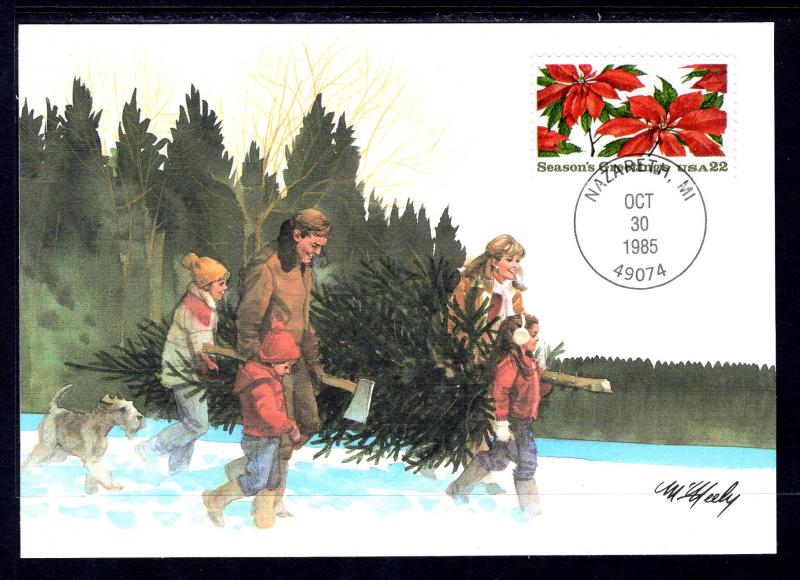 US 2166 Christmas Poinsettias Fleetwood Unicover U/A Maxicard FDC