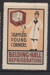 USA - Belding Hall Refrigerators Advertising Stamp, Seamless Round Corners MH OG