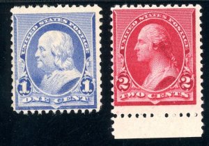 USAstamps Unused FVF US 1890 Franklin Scott 219, 220 OG MNH SCV $125