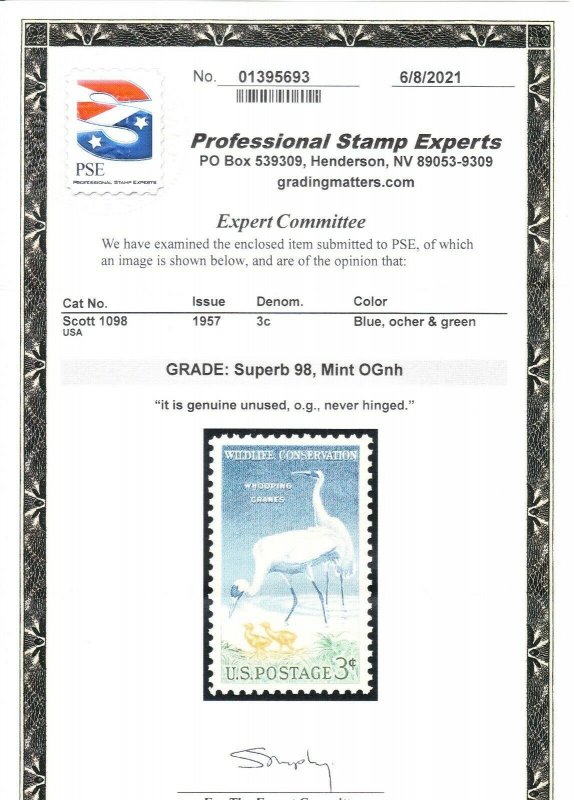 MOstamps - US #1098 Mint OG NH Grade 98 with PSE Cert - Lot # MO-3060 SMQ $65