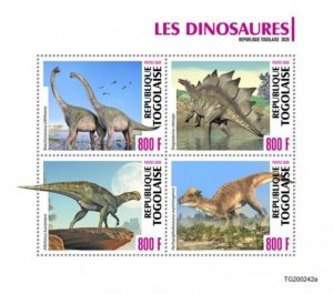 Togo - 2020 Dinosaurs Stegosaurus- 4 Stamp Sheet - TG200242a