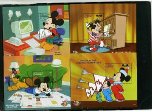 ST.VINCENT 1998 DISNEY MICKEY MOUSE 70th BIRTHDAY SET OF 4 S/S MNH