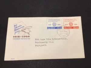 Iceland 1966 Icelandic Literary Society  first day issue postal cover Ref 60321
